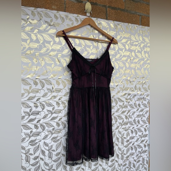 Disturbia Plum Lace Slip Dress | Whimsigoth Goth Core Mini | US 6 - Picture 10 of 15